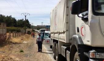 راهی شدن کامیون‌های حامل کمک‌های انسانی به الفوعه، کفریا و مضایا 