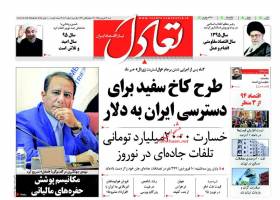 صفحه نخست روزنامه های اقتصادی ایران شنبه 14 فروردین 95 