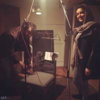ترانه علیدوستی و شهاب حسینی در استودیوی ضبط صدا + عکس