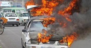 حریق ناگهانی خودرو پراید در اتوبان شهید باکری!